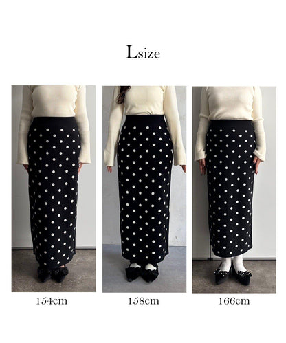 波點提花針織半身裙