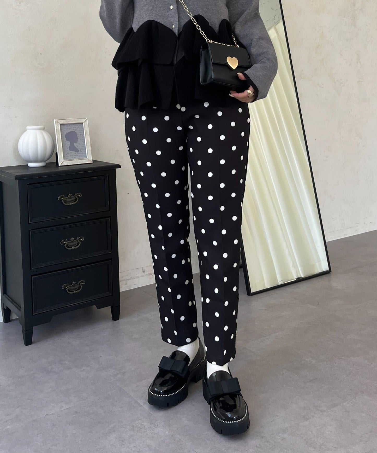 波點修身錐形褲