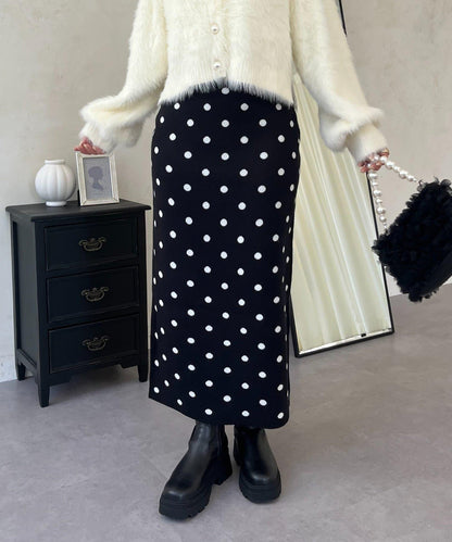 波點提花針織半身裙