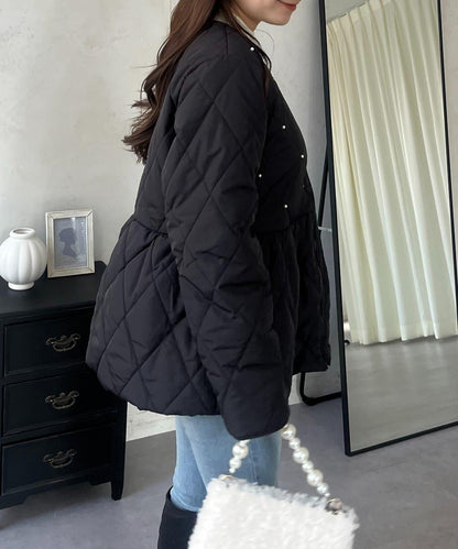 絎縫珍珠荷葉邊短外套