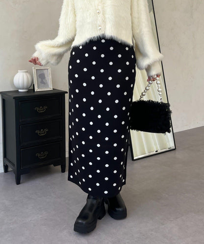 波點提花針織半身裙