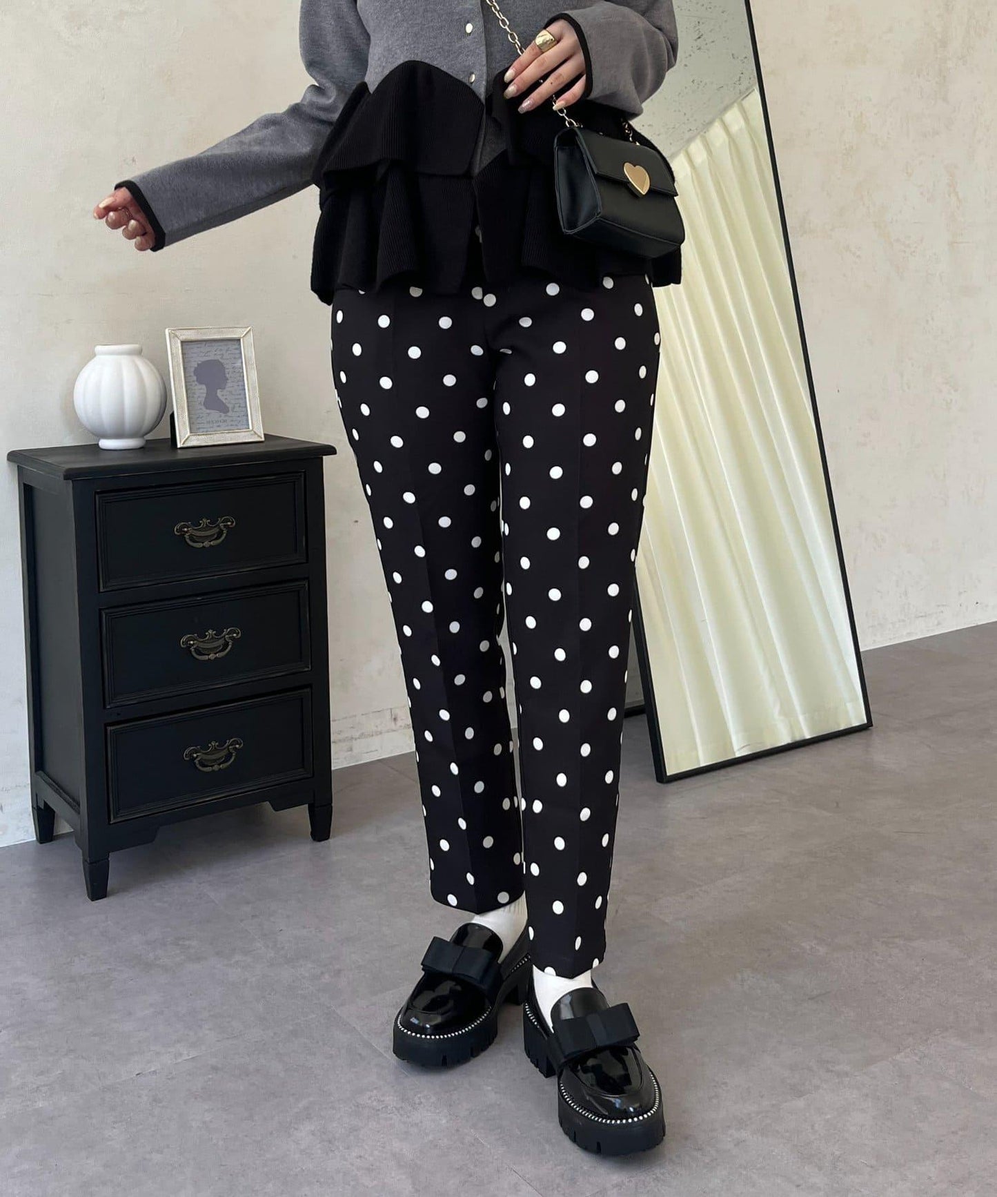 波點修身錐形褲