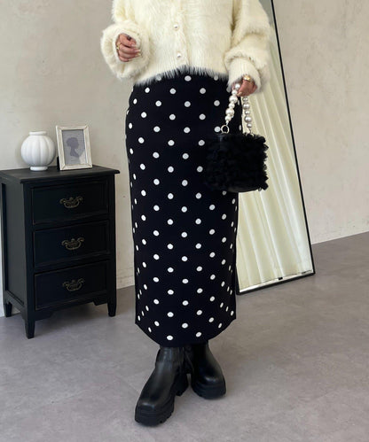 波點提花針織半身裙