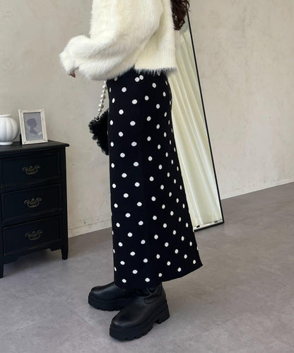 波點提花針織半身裙