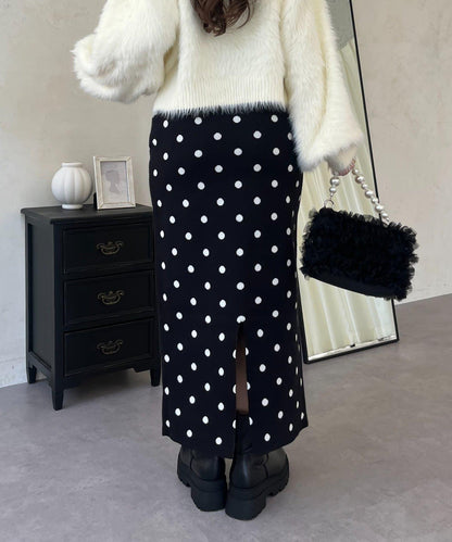 波點提花針織半身裙