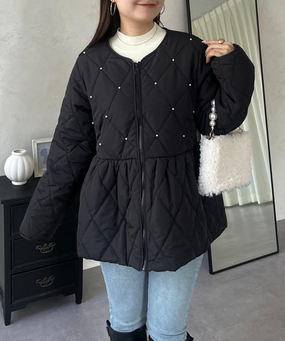 絎縫珍珠荷葉邊短外套