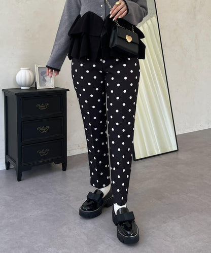 波點修身錐形褲
