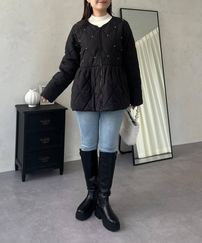 絎縫珍珠荷葉邊短外套