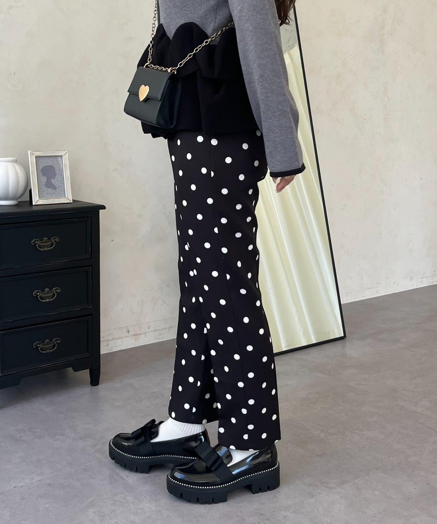 波點修身錐形褲