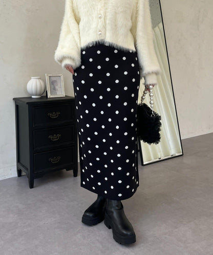 波點提花針織半身裙