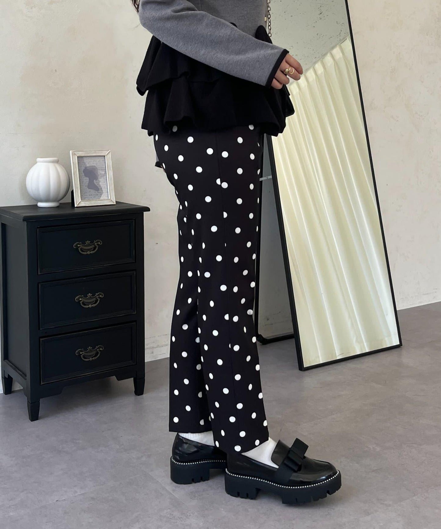 波點修身錐形褲