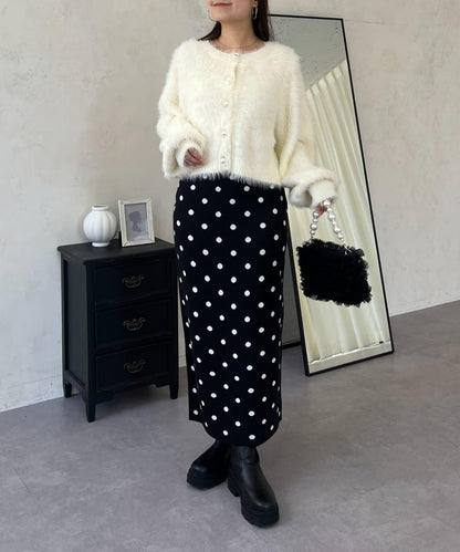 波點提花針織半身裙