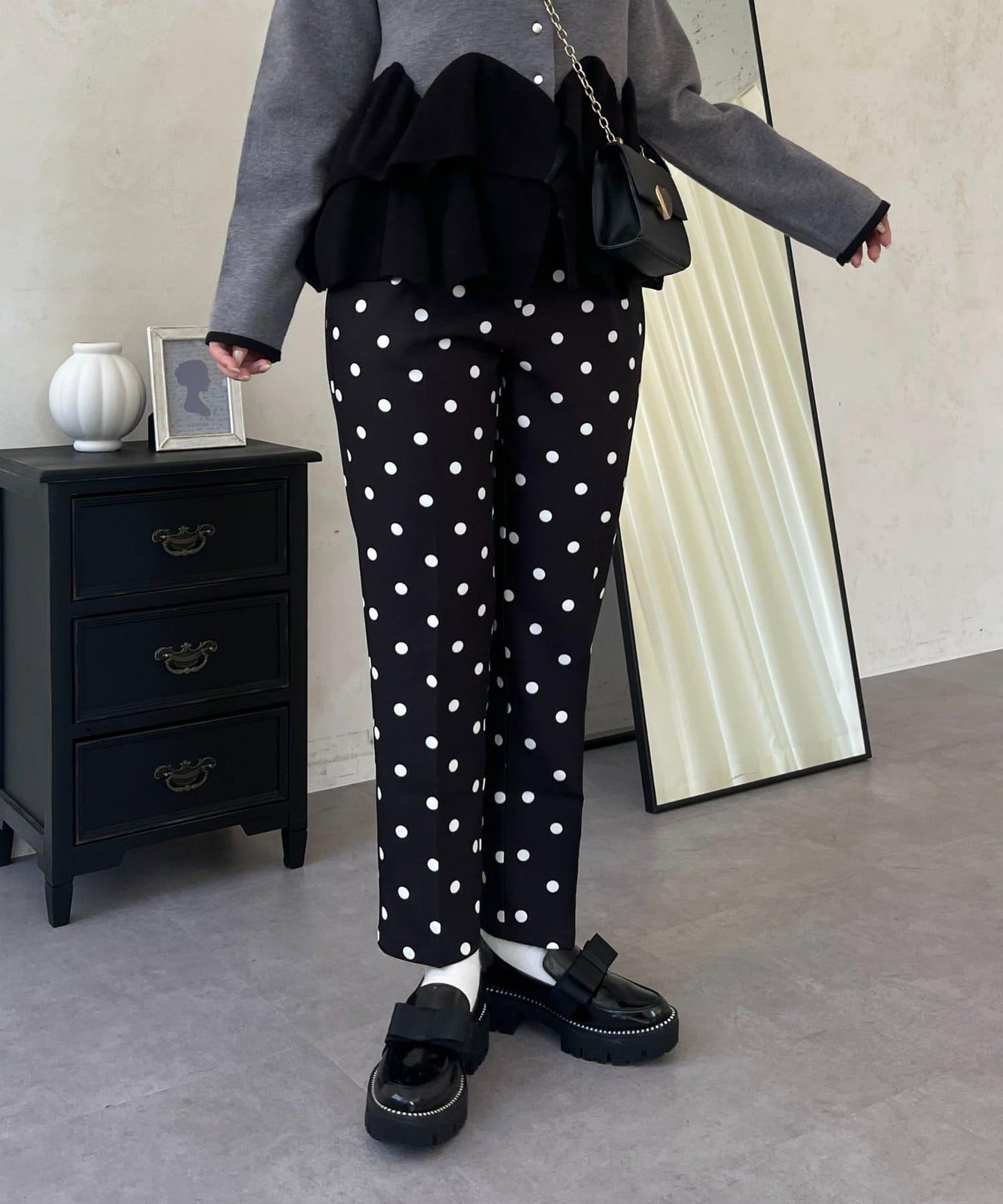 波點修身錐形褲