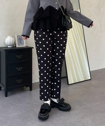 波點修身錐形褲