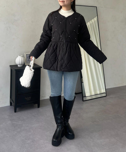 絎縫珍珠荷葉邊短外套