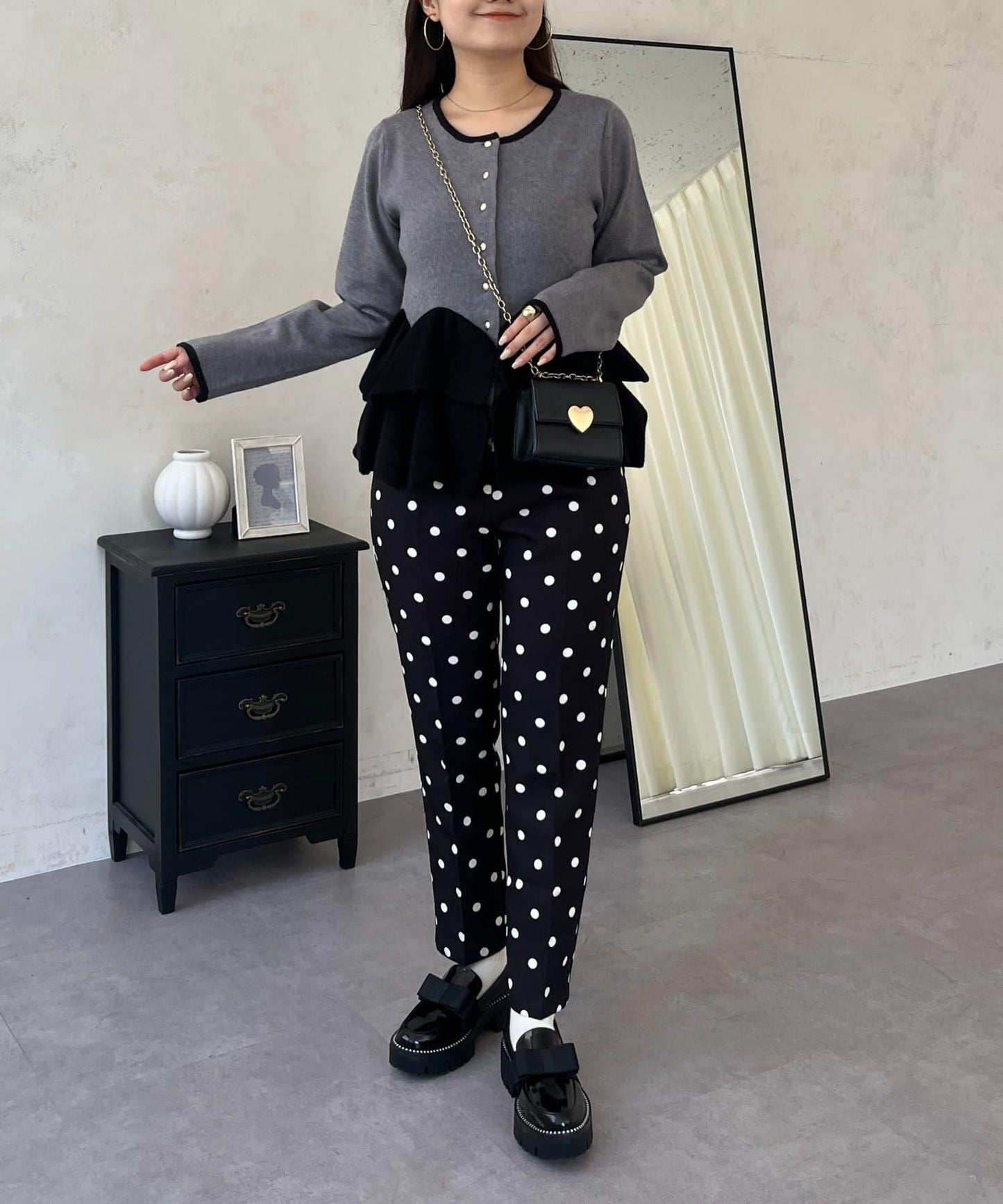 波點修身錐形褲