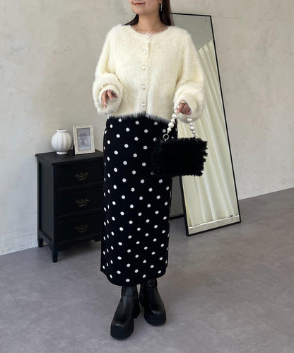 波點提花針織半身裙