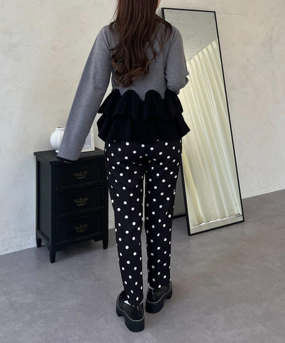 波點修身錐形褲