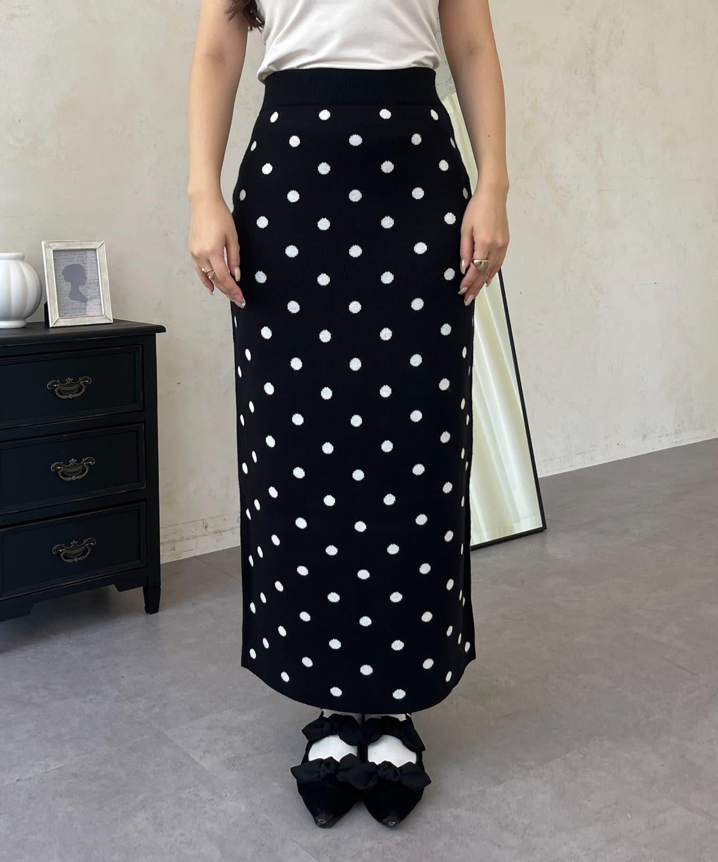 波點提花針織半身裙