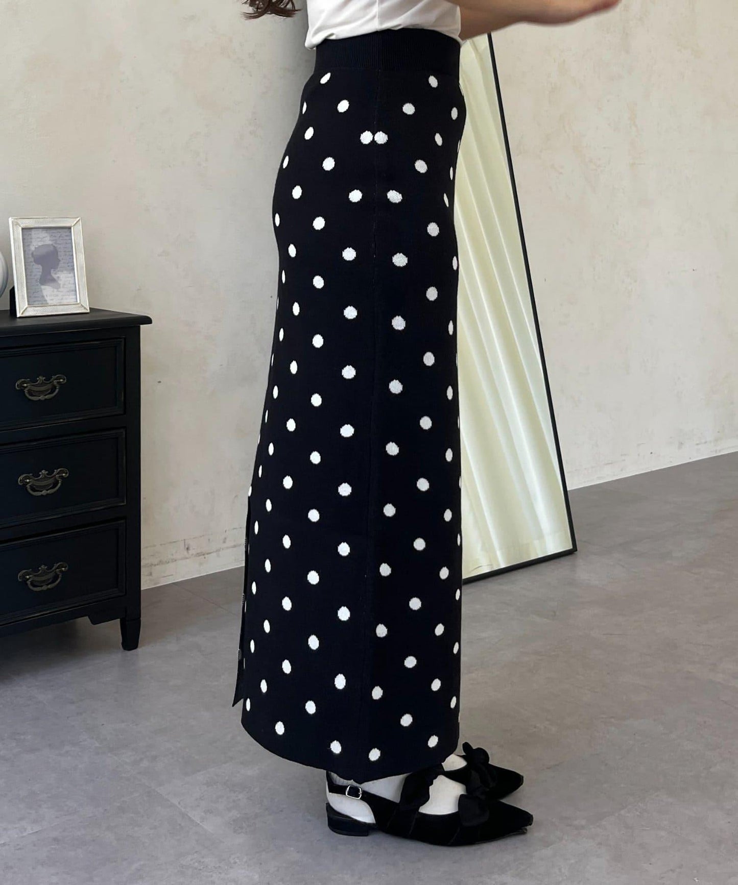 波點提花針織半身裙