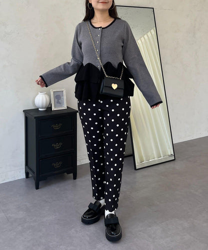 波點修身錐形褲