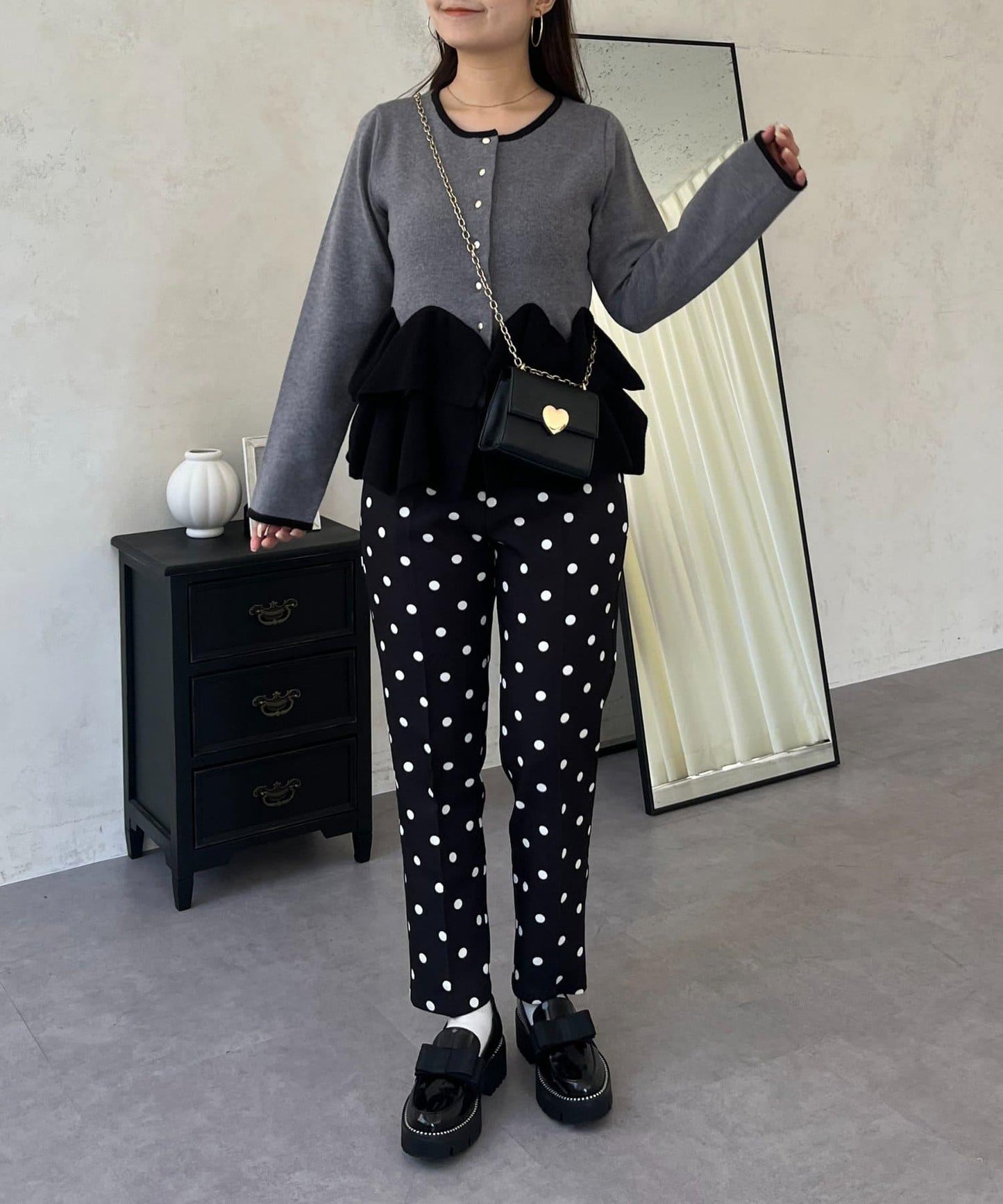 波點修身錐形褲