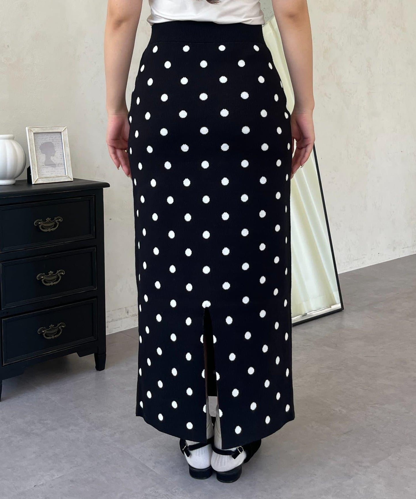 波點提花針織半身裙