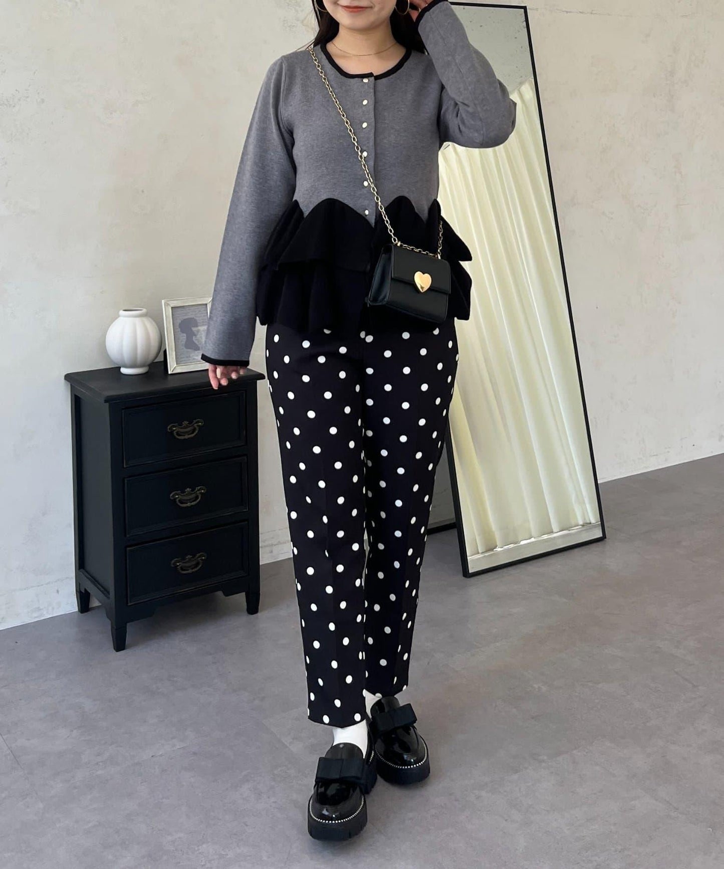 波點修身錐形褲