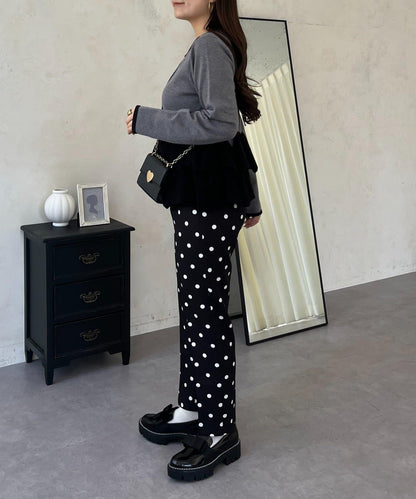波點修身錐形褲
