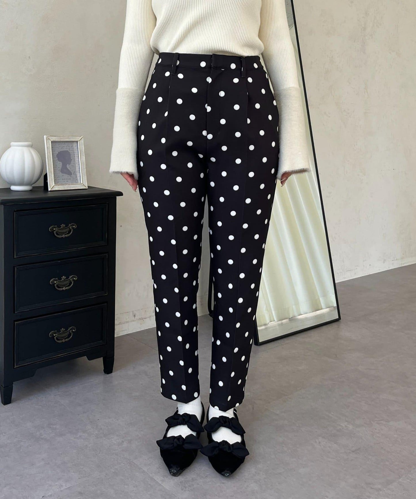 波點修身錐形褲