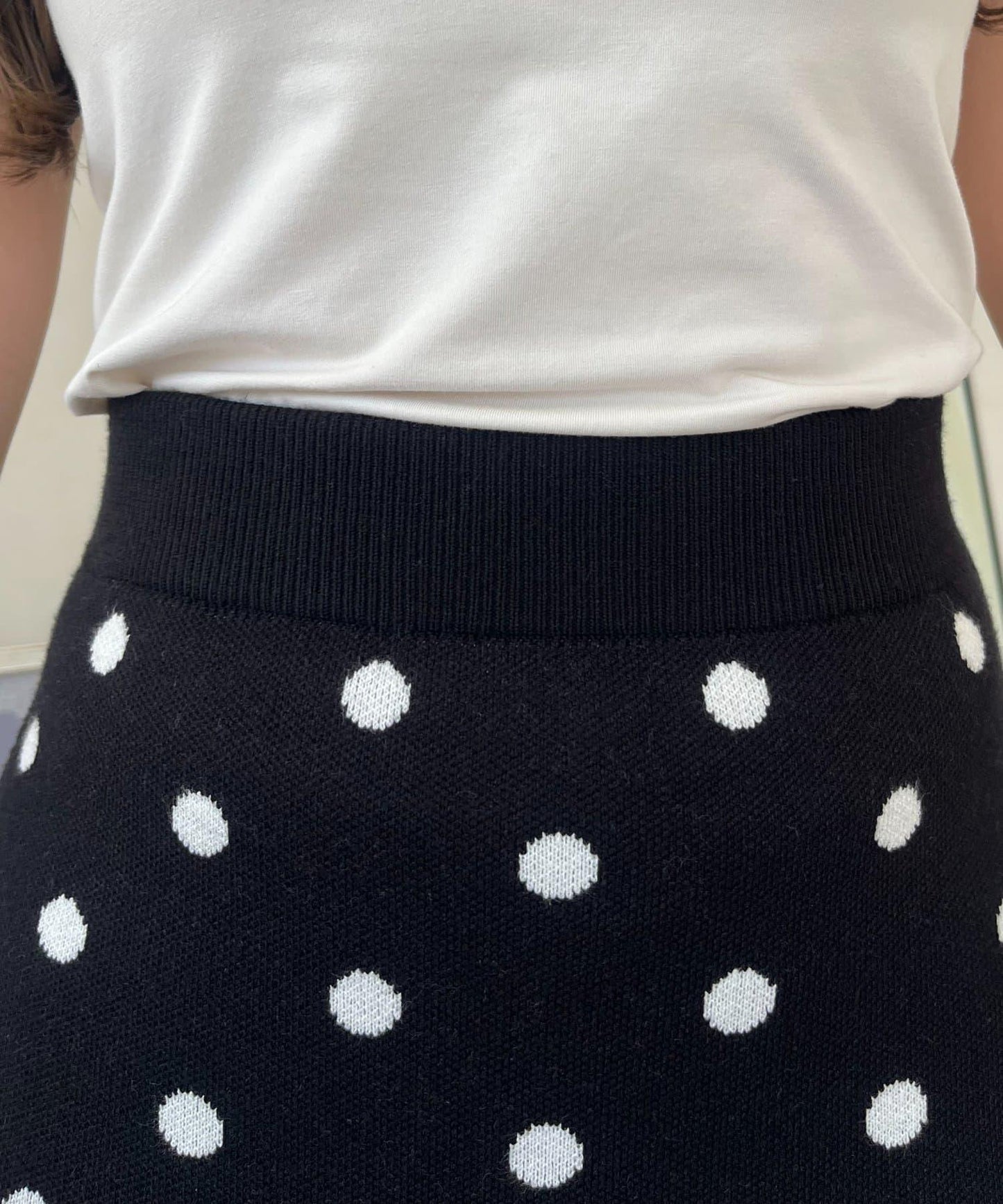 波點提花針織半身裙