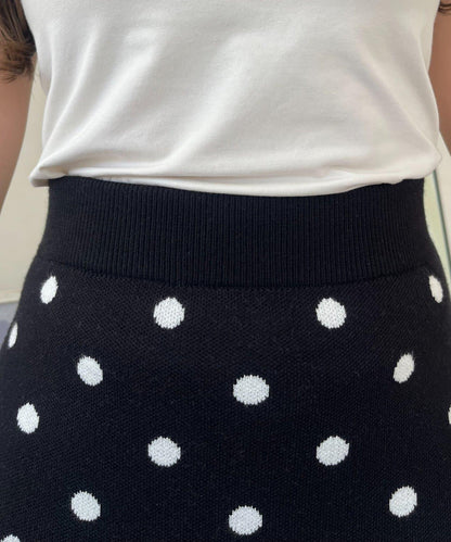 波點提花針織半身裙
