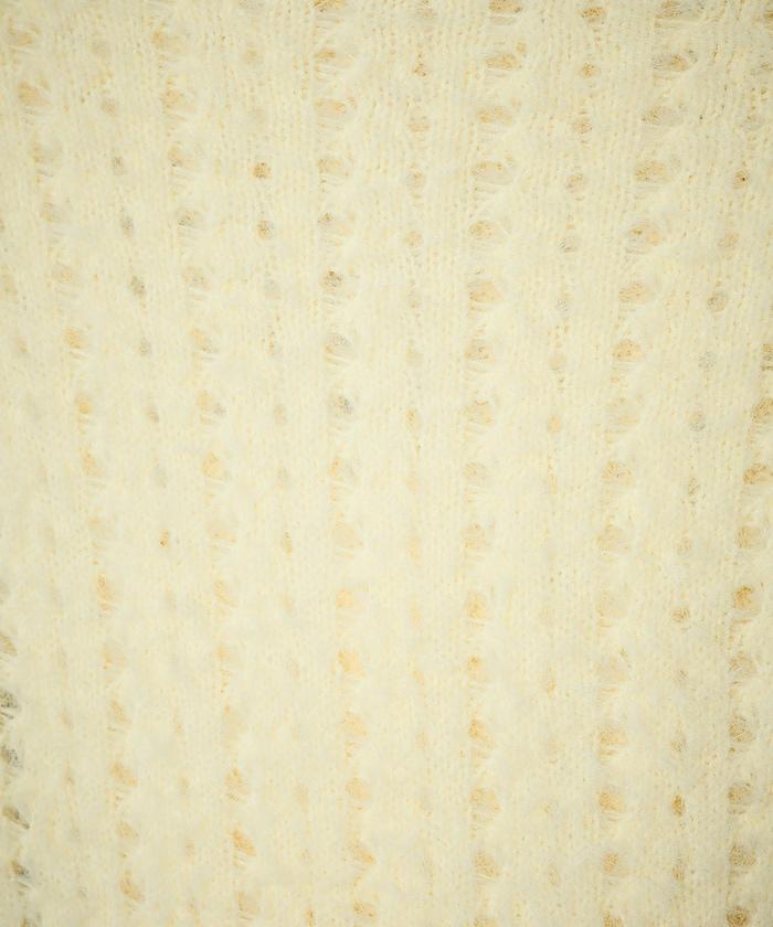 天鵝絨蝴蝶結編織羽毛針織衫