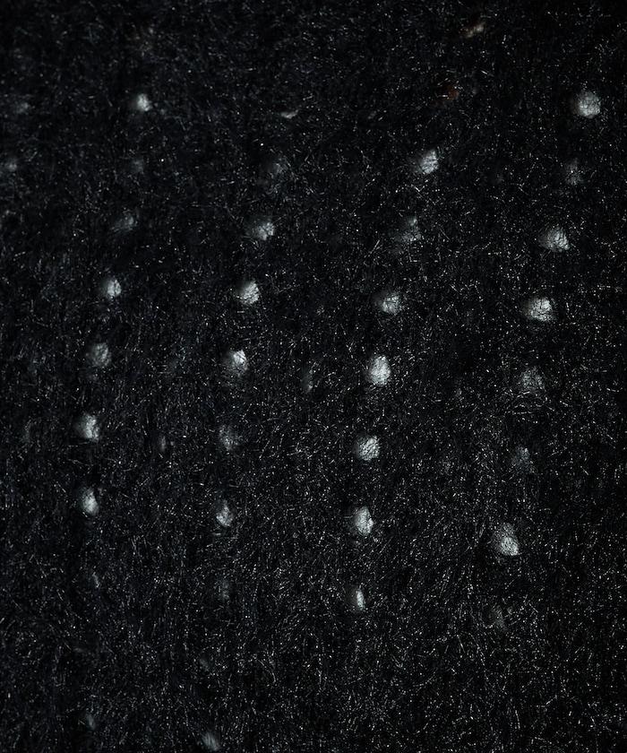 天鵝絨蝴蝶結編織羽毛針織衫