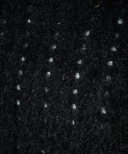 天鵝絨蝴蝶結編織羽毛針織衫