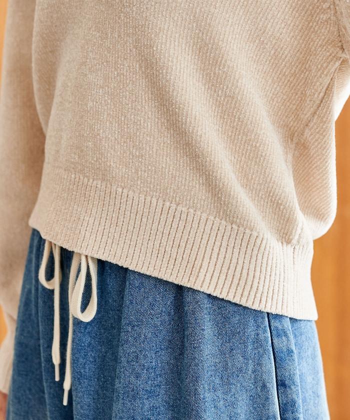 燈芯絨開領翻領針織衫