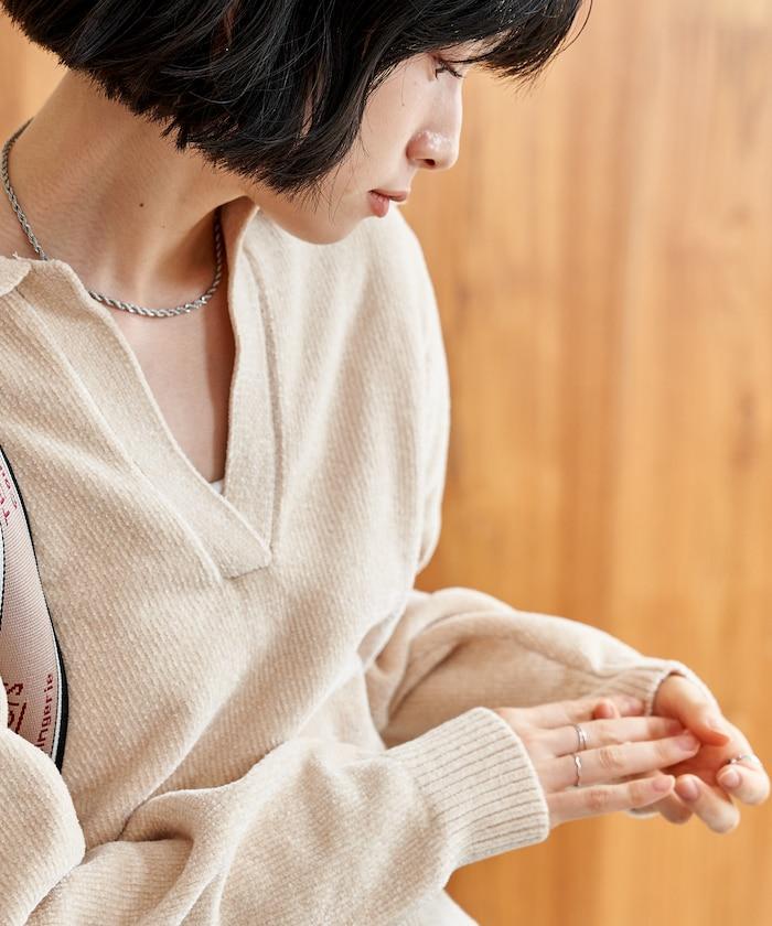 燈芯絨開領翻領針織衫