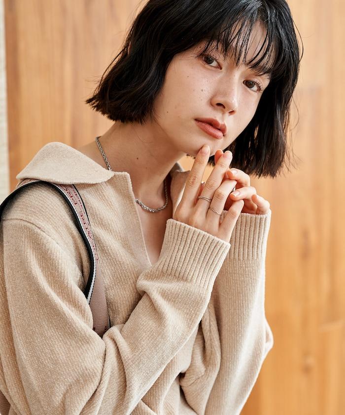 燈芯絨開領翻領針織衫