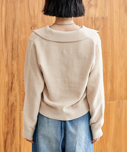 燈芯絨開領翻領針織衫