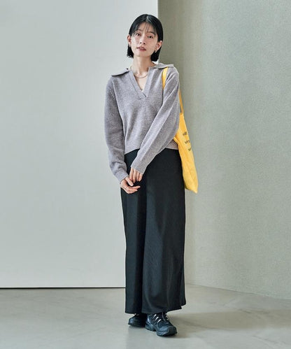 燈芯絨開領翻領針織衫