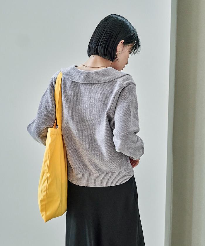 燈芯絨開領翻領針織衫