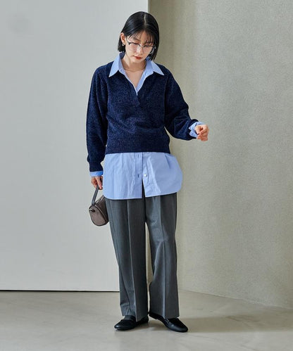 燈芯絨開領翻領針織衫