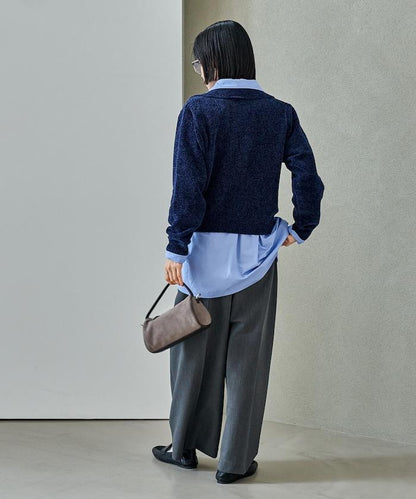 燈芯絨開領翻領針織衫