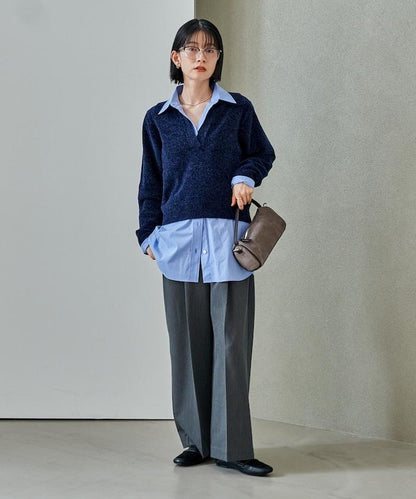 燈芯絨開領翻領針織衫