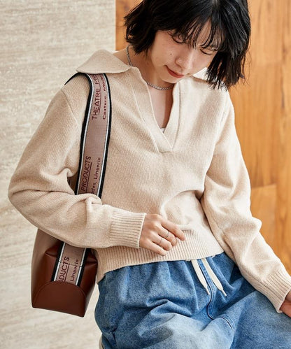 燈芯絨開領翻領針織衫