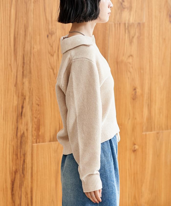 燈芯絨開領翻領針織衫