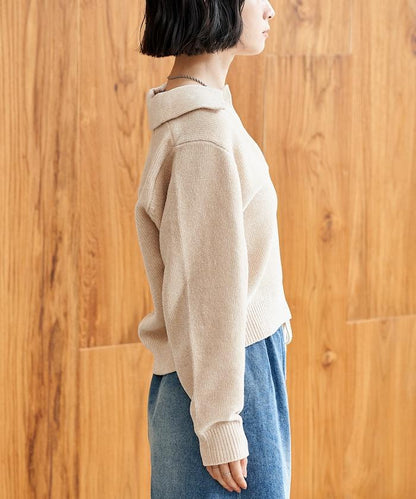 燈芯絨開領翻領針織衫