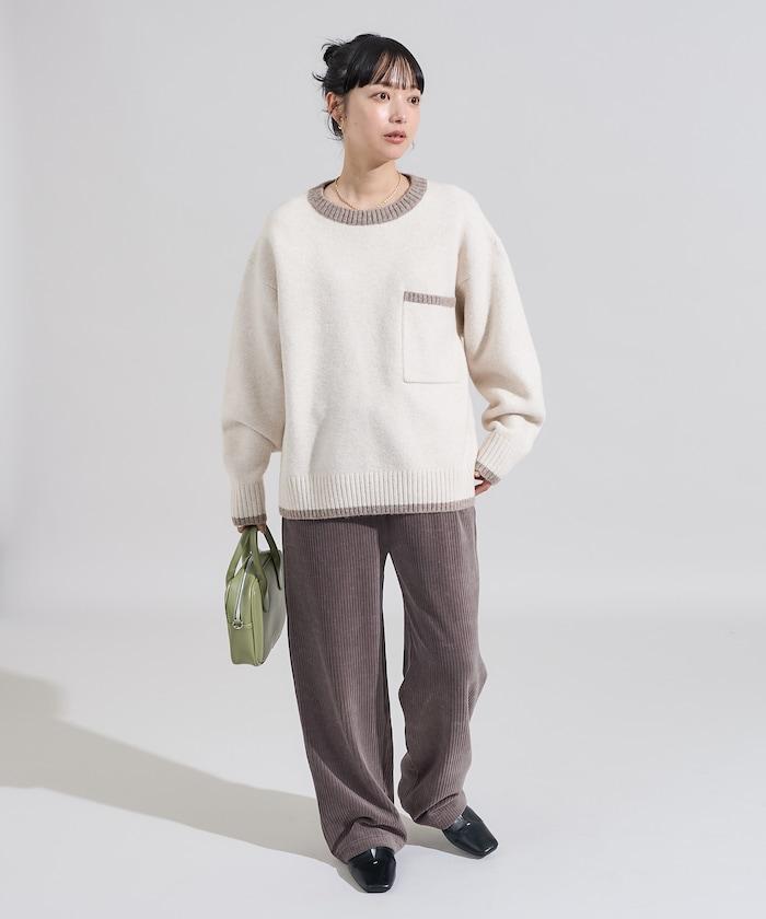 拼色帶口袋針織衫