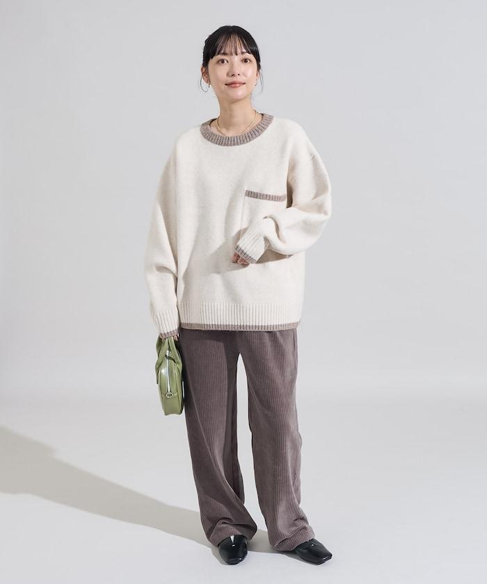 拼色帶口袋針織衫