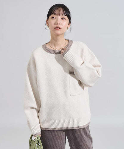 拼色帶口袋針織衫